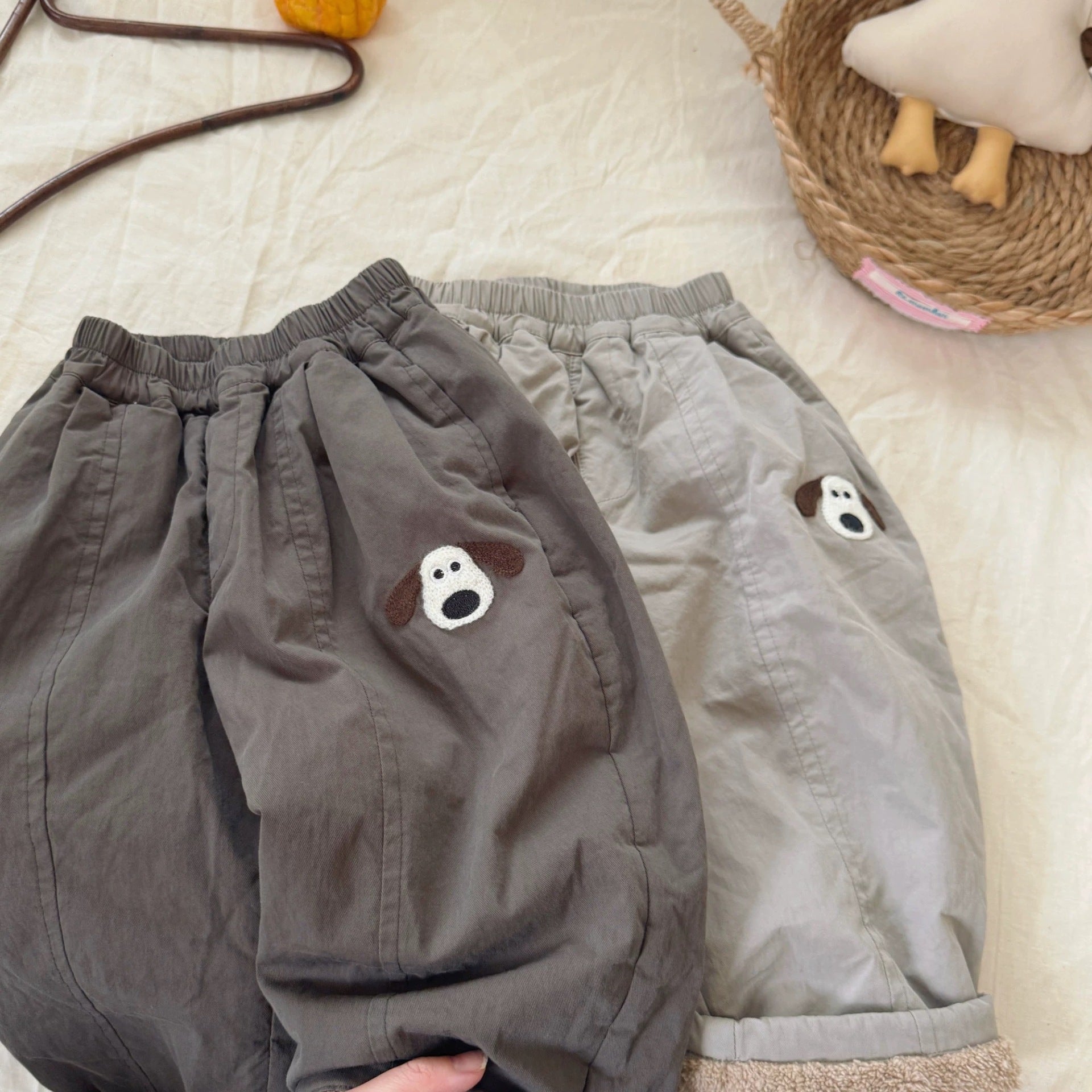 2025 New Style Fleece-Lined Pants for Boys, Stylish Cartoon Casual Pants, Handsome Thickened Long Pants for Toddlers