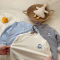 Winter boys' fleece-lined thickened T-shirt, double-layered, high-neck, warm, reversible winter base layer.