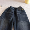 Kids' fleece-lined jeans, new autumn/winter style, thickened fleece-lined casual pants for toddlers and babies, warm winter wear.