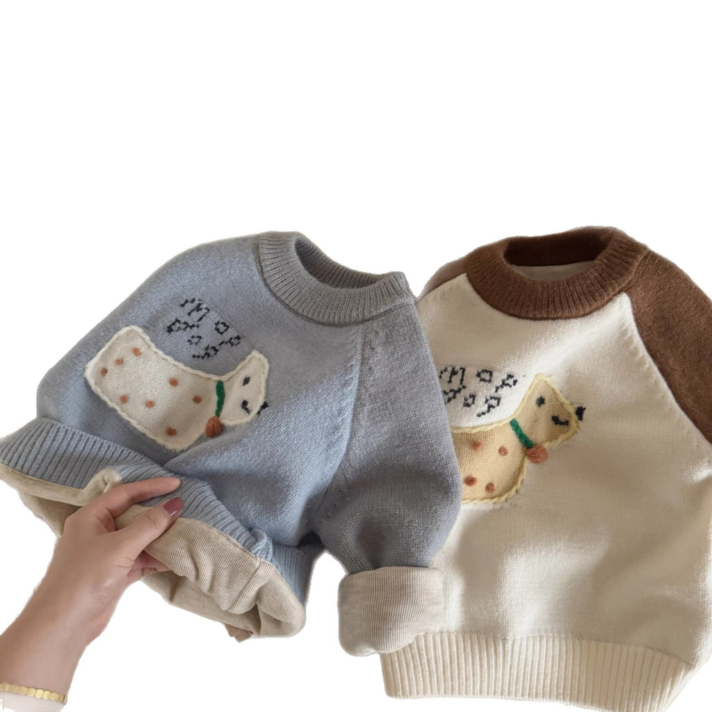 Children's 2025 Winter Sweater, Boys and Girls, Thickened Casual Knitwear, New Style, Baby Cartoon Pullover Base Layer, Warm