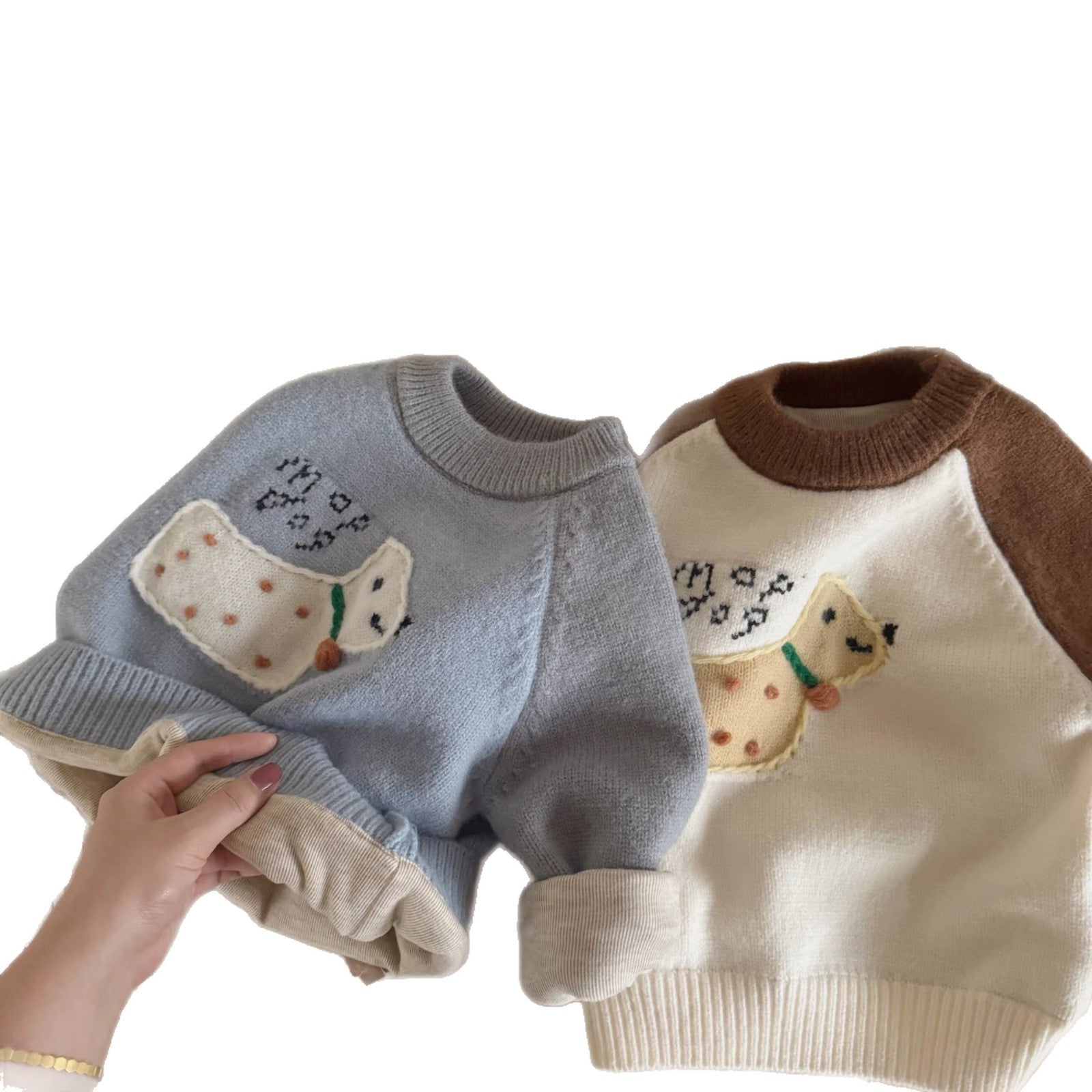 Children's 2025 Winter Sweater, Boys and Girls, Thickened Casual Knitwear, New Style, Baby Cartoon Pullover Base Layer, Warm