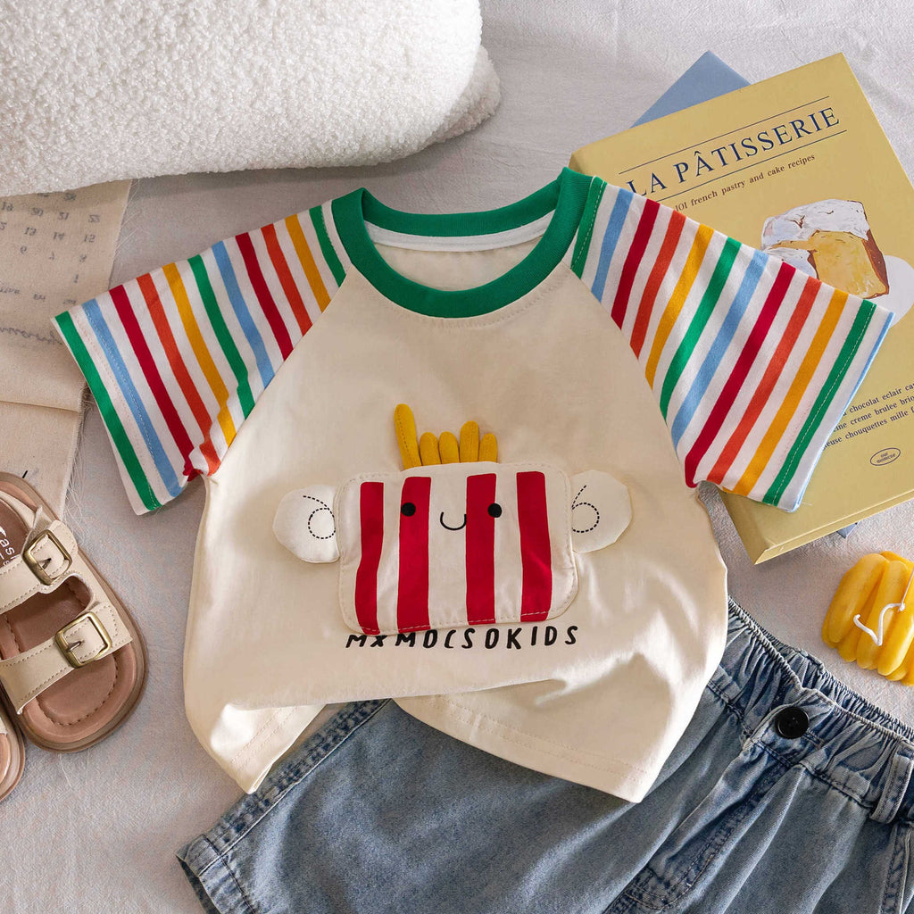 Boys' short-sleeved T-shirt, summer 2025 new style, handsome short-sleeved top, baby boy's clothes, summer base layer.
