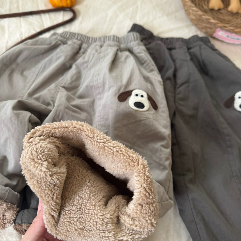 2025 New Style Fleece-Lined Pants for Boys, Stylish Cartoon Casual Pants, Handsome Thickened Long Pants for Toddlers