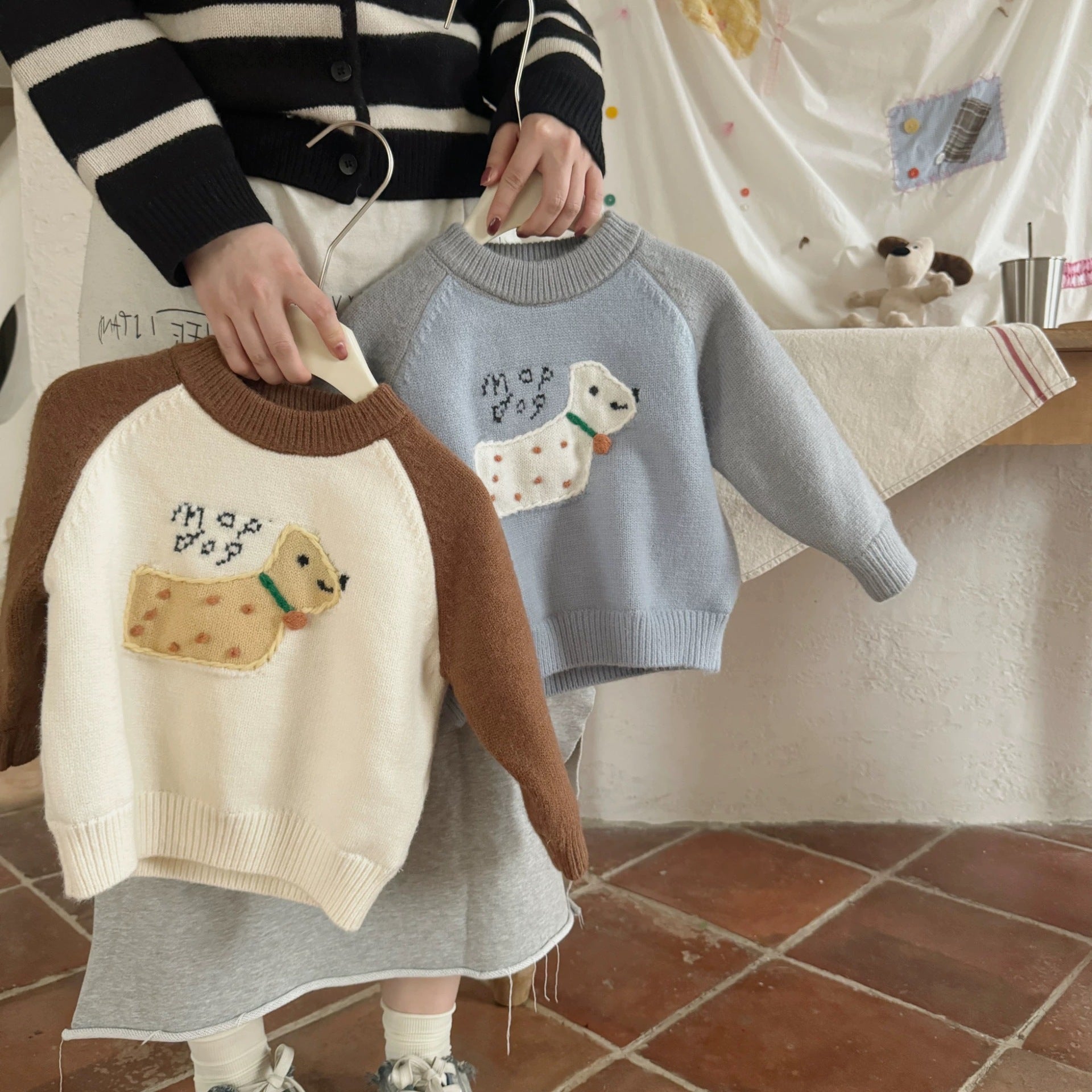 Children's 2025 Winter Sweater, Boys and Girls, Thickened Casual Knitwear, New Style, Baby Cartoon Pullover Base Layer, Warm