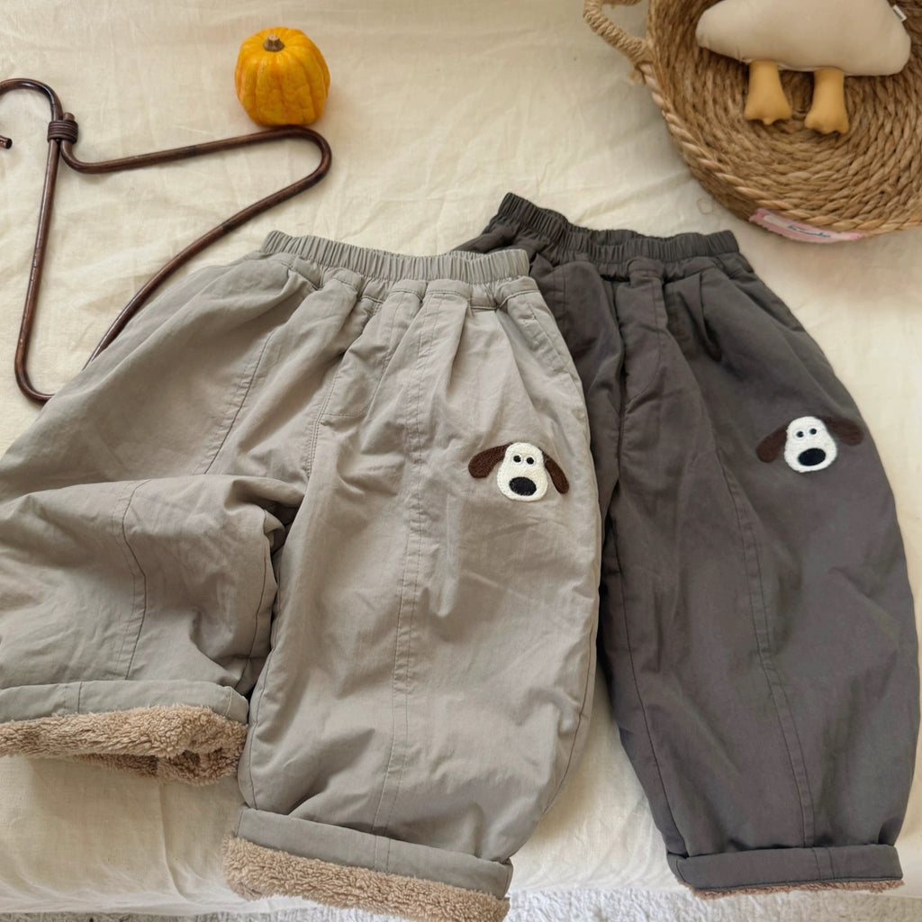 2025 New Style Fleece-Lined Pants for Boys, Stylish Cartoon Casual Pants, Handsome Thickened Long Pants for Toddlers